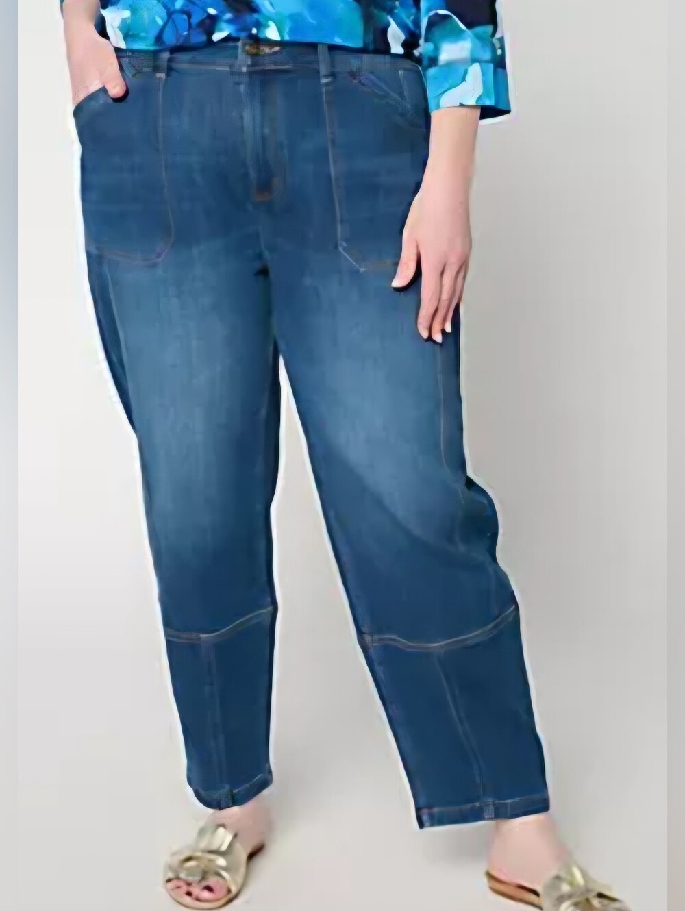 Barrel Leg Seamed Ankle Denim Jeans New Size 2
